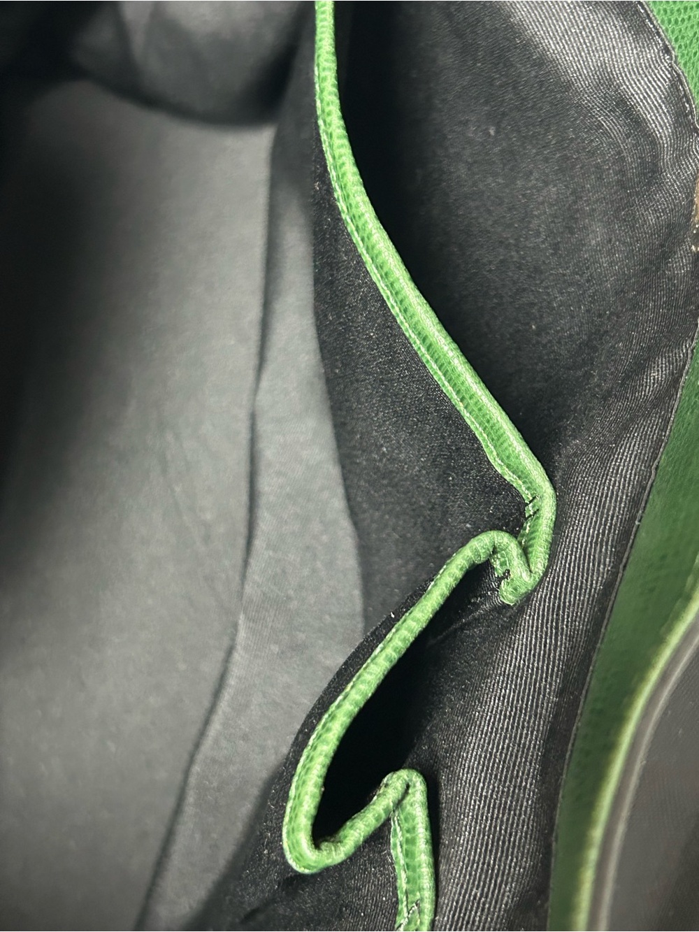 NUTS - MCM  Nylon Tote w/Green Leather Trim & Silver Plaque 14 x 10 x 5 w/COA - Picture 8 of 17